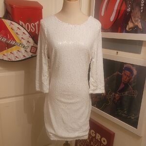 Tobi Sparkling White Long Sleeve Dress